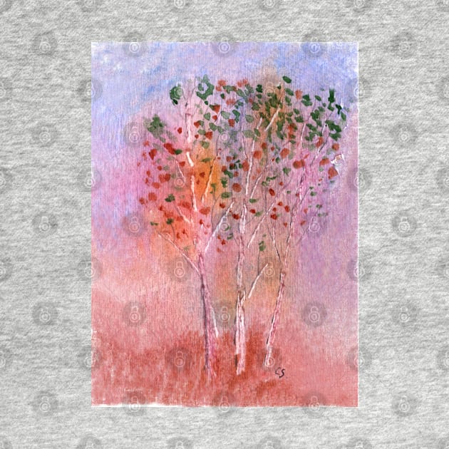 Autumn Aspens Watercolor by ConniSchaf